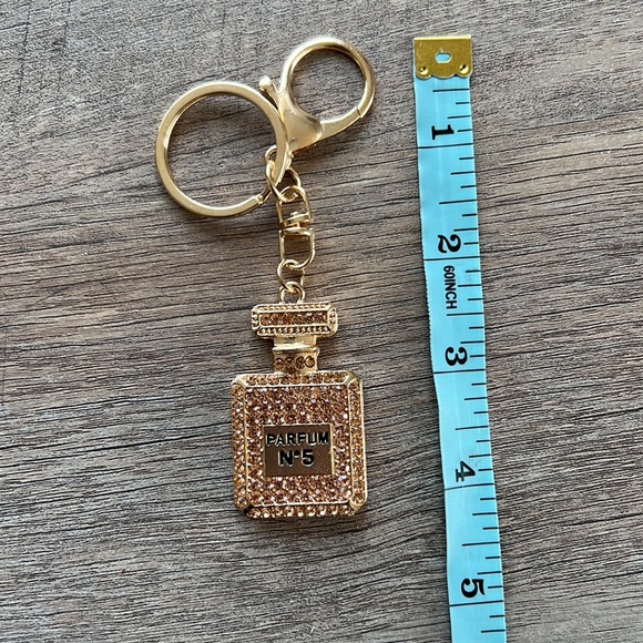 NWOT Perfume Bottle Bling Keychain- Bronze - Picture 3 of 4